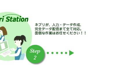 Step2・ネプリが、入力・データ作成、完全データ配信まで全て対応。面倒な作業はお任せください！！